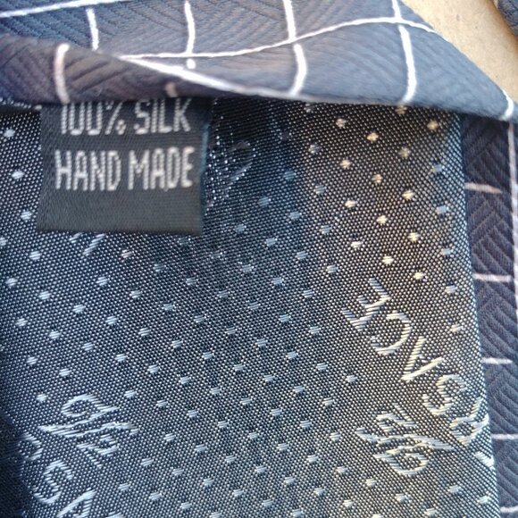 Vintage Versace handmade Italy 100% silk blue grey windowpane pla… - Picture 13 of 14
